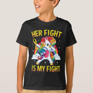 Camiseta Unicórnio Dançando Conscientização do Câncer Infan