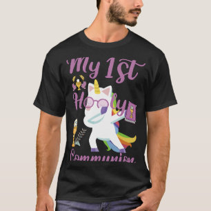 Camiseta Unicórnio Dançando Minha Primeira Comunhão