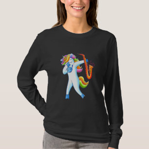 Camiseta Unicórnio Dançando Saxofonista Toca Saxofone