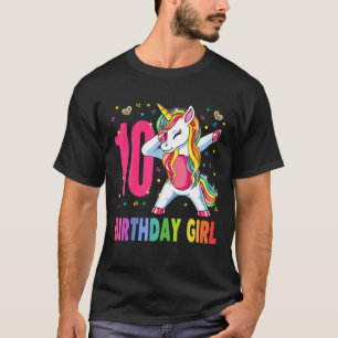 Camiseta Unicórnio De 10 Anos Dabbing 10ª Rapariga De Ani