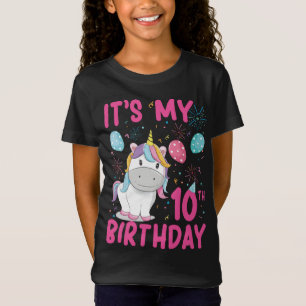 Camiseta Unicórnio De 10 Anos, Flexibindo a Décima Garota