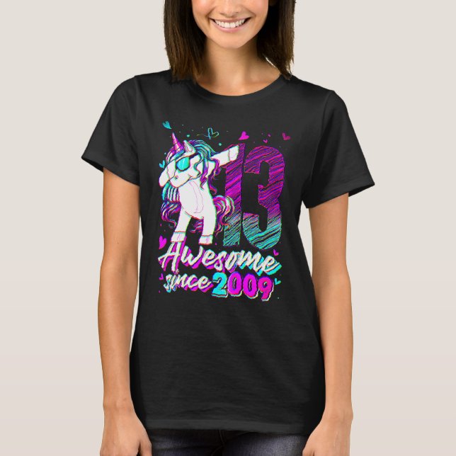 Camiseta Unicórnio De 13 Anos Dabbing 13 Birthday Unicorn (Frente)