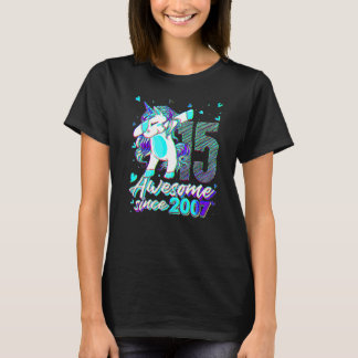 Camiseta Unicórnio de 15 Anos de Idade Dabbing Aniversário
