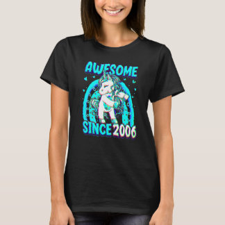 Camiseta Unicórnio de 16 Anos Fazendo Flossing Menina de An