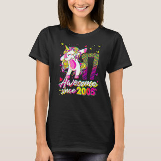 Camiseta Unicórnio de 17 Anos Dabbing Aniversário de 17 Ano