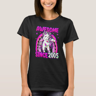 Camiseta Unicórnio de 17 Anos Fazendo Flossing Menina de An