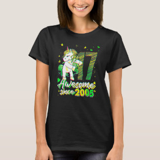 Camiseta Unicórnio de 17 Anos Flossing Aniversário de 17 An