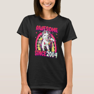 Camiseta Unicórnio de 18 Anos Fazendo Flossing em Aniversár