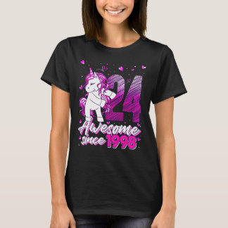 Camiseta Unicórnio de 24 Anos Fazendo Flossing no Aniversár