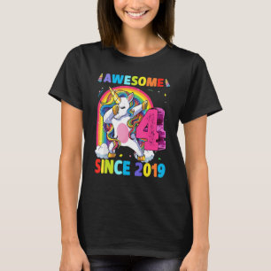 Camiseta Unicórnio De 4 Anos Dabbing 4th Birthday Girl Unic