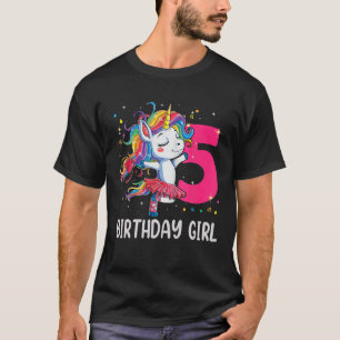Camiseta Unicórnio De 5 Anos Dabbing 5 Birthday Girl Unic