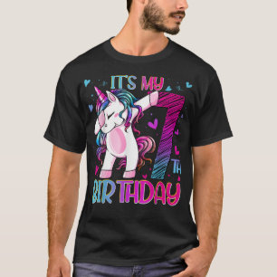 Camiseta Unicórnio De 7 Anos Dabbing 7 Birthday Girl Unic