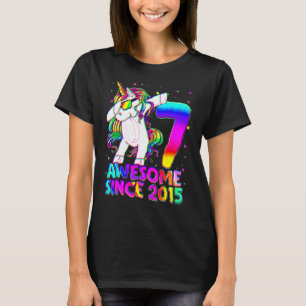 Camiseta Unicórnio De 7 Anos Dabbing 7 Birthday Girl Unic