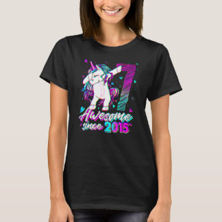 Camiseta Unicórnio De 7 Anos Dabbing 7 Birthday Girl Unic
