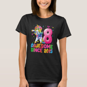 Camiseta Unicórnio de 8 anos, Flosing 8th Birthday Girl Uni