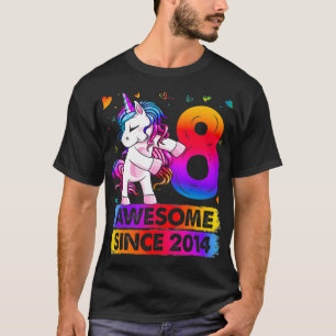 Camiseta Unicórnio De 8 Anos, Flosing 8th Birthday Girl Uni