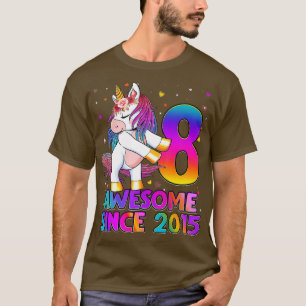 Camiseta Unicórnio De 8 Anos, Flosing 8th Birthday Girl Uni