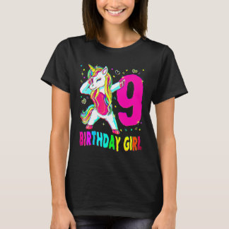 Camiseta Unicórnio De 9 Anos Dabbing 9th Birthday Girl Unic