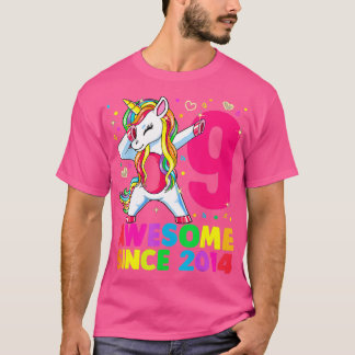 Camiseta Unicórnio De 9 Anos Dabbing 9th Birthday Girl Unic
