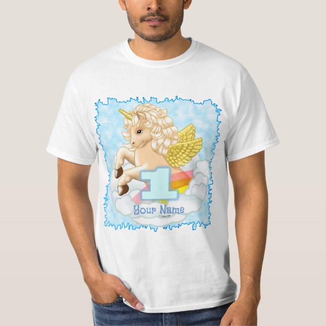 Camiseta Unicórnio de aniversário de 1 ano (Frente)