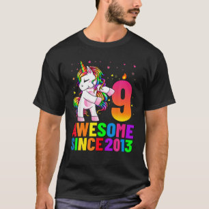 Camiseta Unicórnio De Aniversário De 9 Anos Que Foga 9º