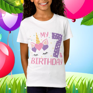 Camiseta unicórnio de aniversário legal 7 anos