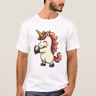 Camiseta Unicórnio de Basebol de Dabbing Vintage Desenho Ve