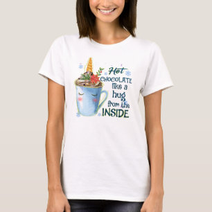 Camiseta Unicórnio de Chocolate Quente   Cozy Unicorn Winte