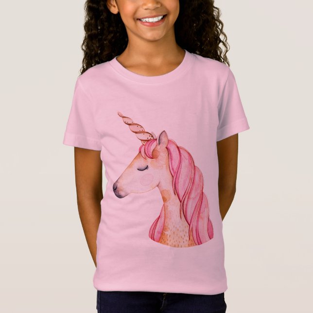 Camiseta Unicórnio de Crina Rosa (Frente)