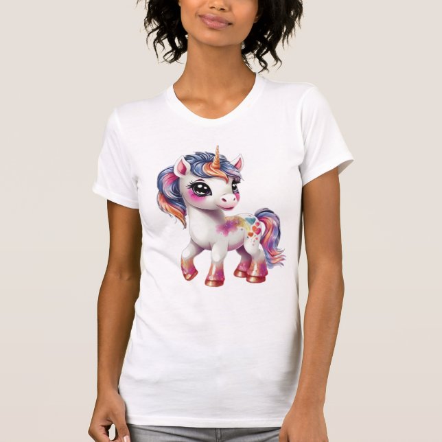 Camiseta unicórnio de desenho animado (Frente)