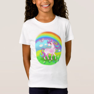 Camiseta Unicórnio de desenho animado e arco-íris