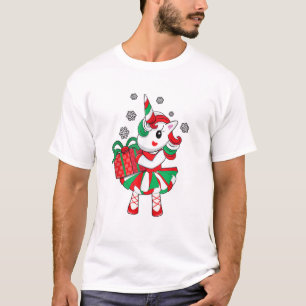 Camiseta Unicórnio de Natal Diversão Meninas Crianças Floco