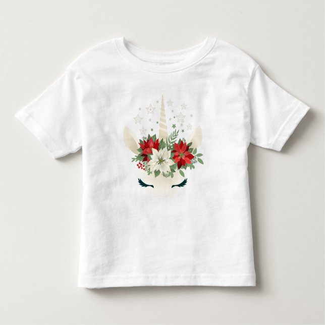 Camiseta Unicórnio de Natal Floral (Frente)