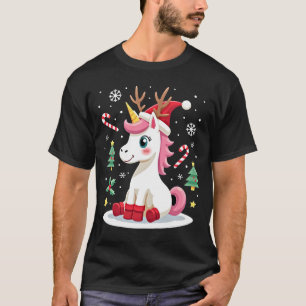 Camiseta Unicórnio de Natal Fofo Mágico Xmas Meninas Bebês