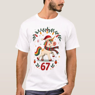 Camiseta Unicórnio de Natal Vintage 6º Aniversário Menina D
