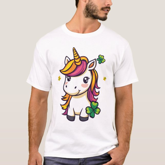 Camiseta Unicórnio de Trevo da Sorte (1) (Frente)