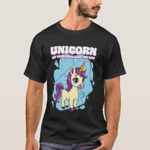 Camiseta Unicórnio Deixe Seu Chifre Liderar O Caminho Unicó
