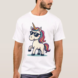 Camiseta Unicórnio Desenho Vetorial Cartum Arco-íris Dabbin