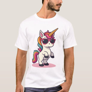 Camiseta Unicórnio Desenho Vetorial Cartunista Arco-íris Da