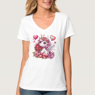 Camiseta unicórnio Dia de os namorados bonito
