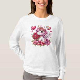 Camiseta unicórnio Dia de os namorados bonito