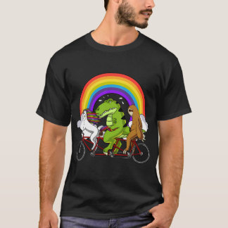 Camiseta Unicórnio Dinossauro Preguiça Andando de Bicicleta