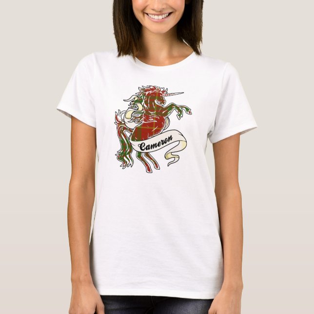 Camiseta Unicórnio do Tartan de Cameron (Frente)