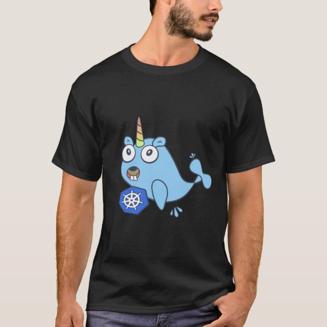 Camiseta Unicórnio Docker de gopher Golang com Kubernetes (Frente)