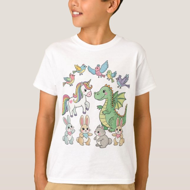 Camiseta Unicórnio & Dragão para Crianças – Design (Frente)