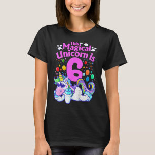 Camiseta Unicórnio É a minha 6 mágica de aniversário de 6 a