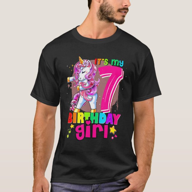 Camiseta Unicórnio É Minha 7 de Aniversário (Frente)
