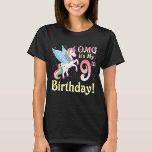 Camiseta Unicórnio é o meu nono aniversário feliz 9 anos