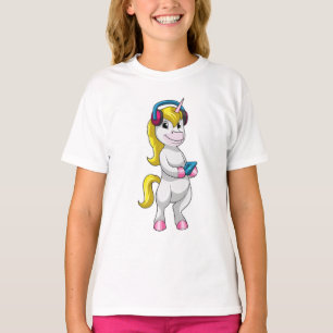 Camiseta Unicórnio em Ouça música com fone de ouvido