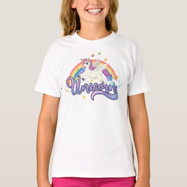 Camiseta Unicórnio em um Arco-íris (Frente)